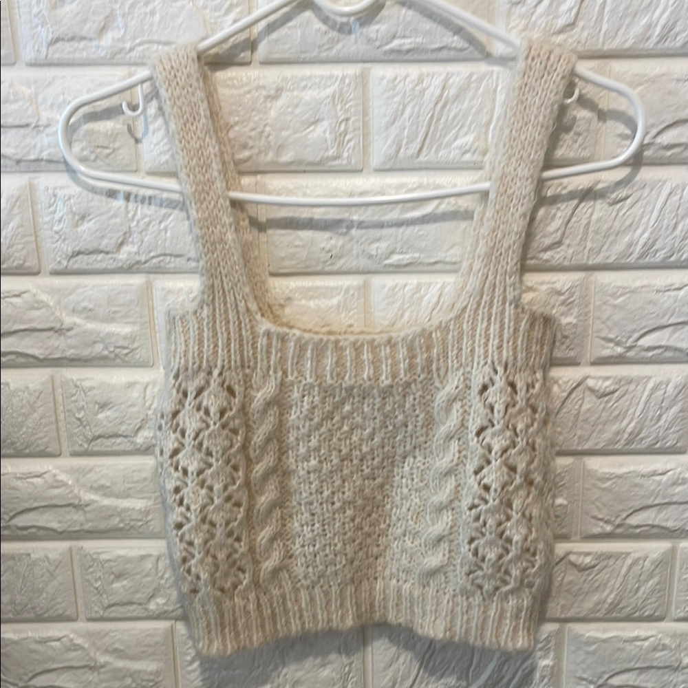 Mango Wool Blend Knit Top in Cream